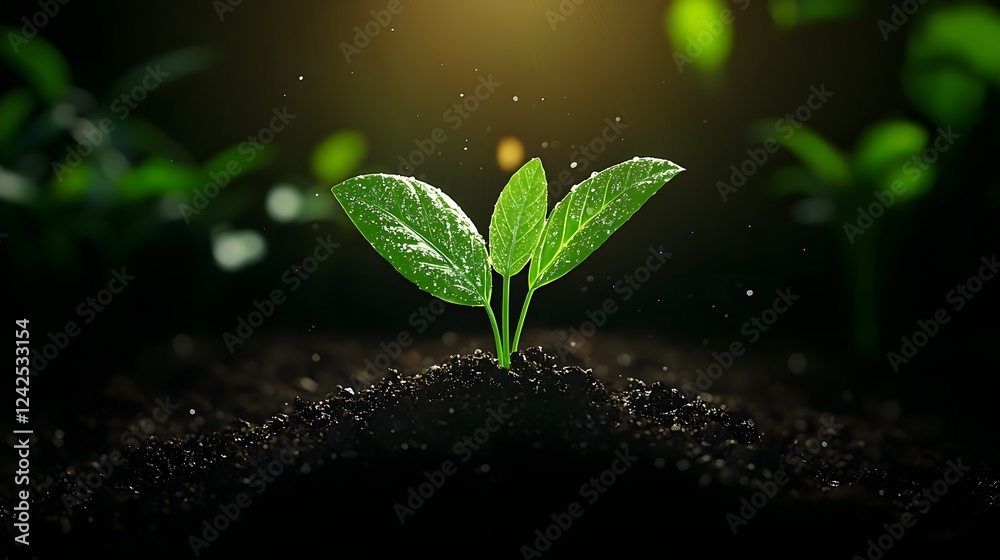 Green Sprout Emerging from Dark Soil Green Sprout Emerging from Dark Soil