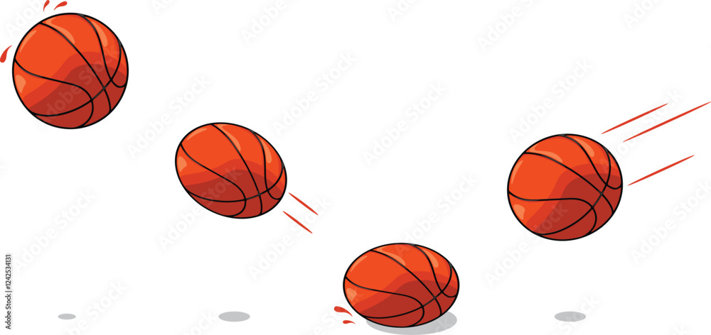 Bounching basketball motion vector illustration. Bounching basketball motion vector illustration.