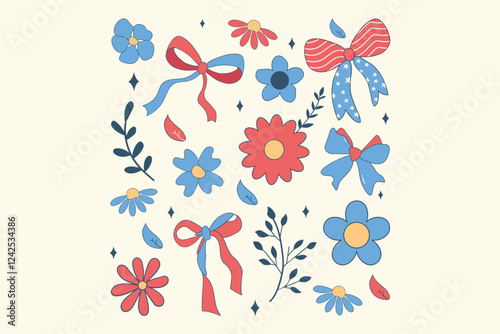 Coquette daisy flowers 4th Of July,Fourth Of July eps,
Patriotic eps,
,4th July eps,4th July,July 4th,July
 4th eps,Fourth Of July