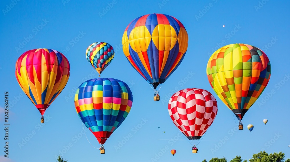 Obraz premium Brightly colored balloons against a clear sky