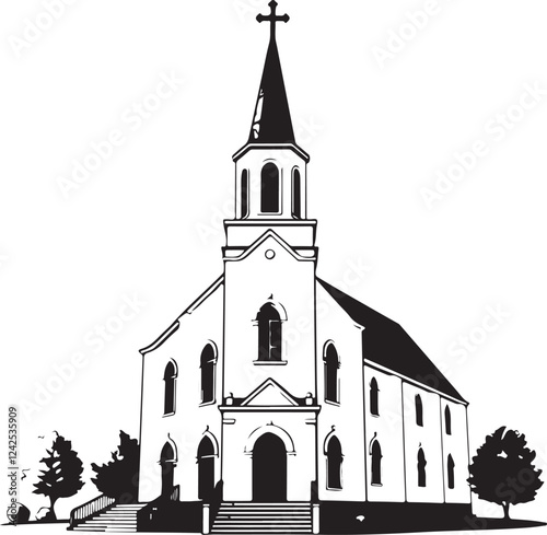 Sketch art of a church 