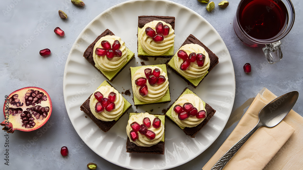 Pistachio cream and pomegranate brownies Pistachio cream and pomegranate brownies