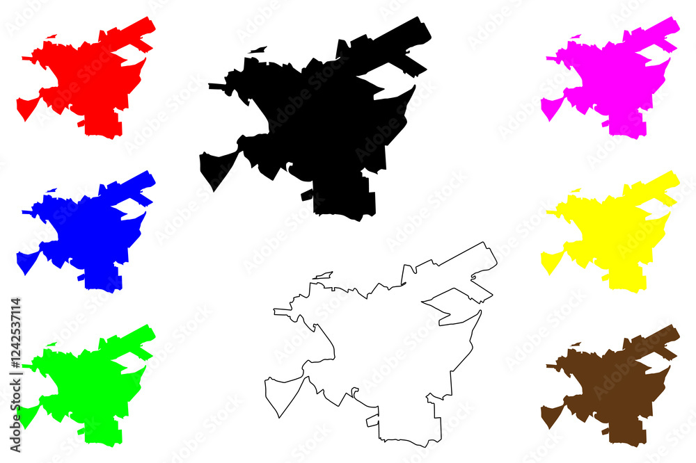 Fototapeta premium Vitoria da Conquista city (Federative Republic of Brazil, Bahia state) map vector illustration, scribble sketch Vitória da Conquista map