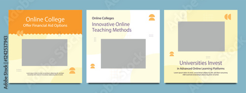 School admission social media post banner design. back to school social media post banner design set. Back to school admission promotion banner. school admission template for social media ad.
