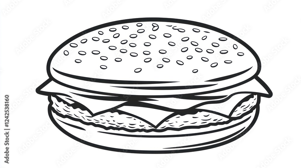 Cheeseburger, fast food, delicious meal, white background, menu illustration Cheeseburger, fast food, delicious meal, white background, menu illustration
