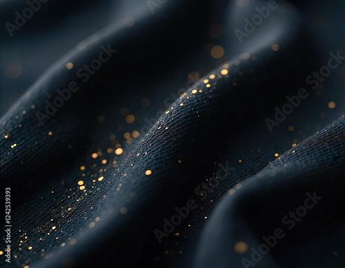 a black fabric with gold glitter that is naturally wrinkled photo