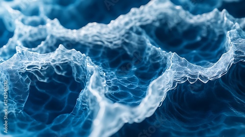 Close-Up of the Surface Texture of an Icy Lake with Intricate Frozen Details and Crystals photo