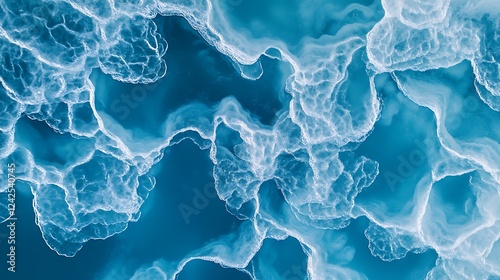 Close-Up of the Surface Texture of an Icy Lake with Intricate Frozen Details and Crystals photo