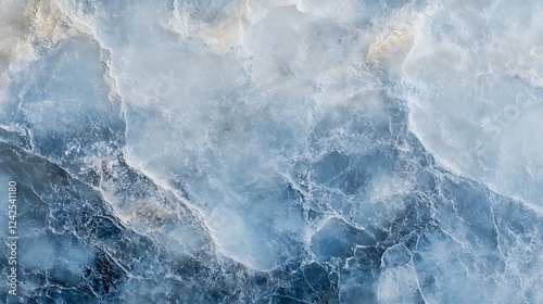 Close-Up of the Surface Texture of Blue Ice Showing Intricate Crystals and Frozen Details photo