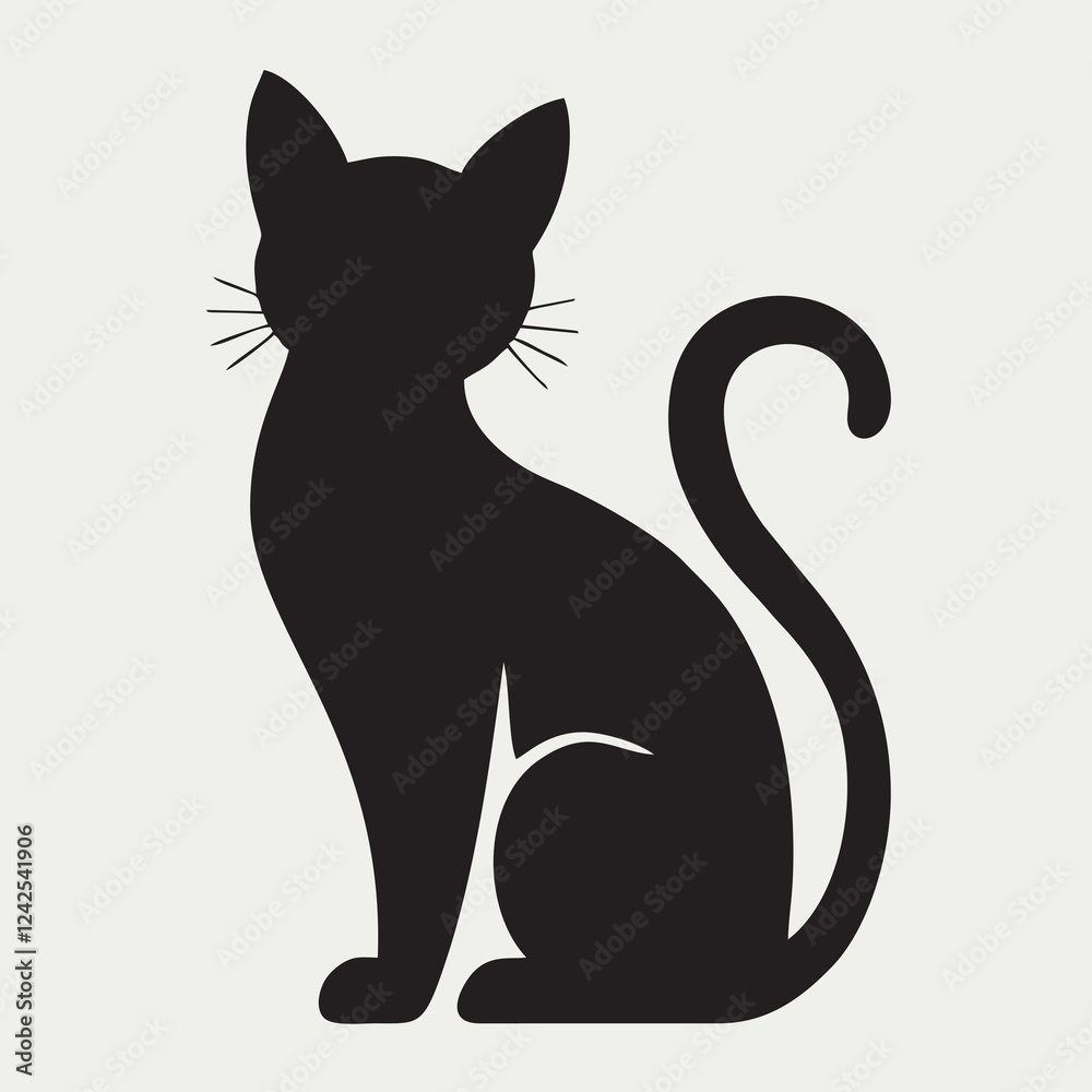 Fototapeta premium Dynamic Running Cat Silhouette Vector Illustration