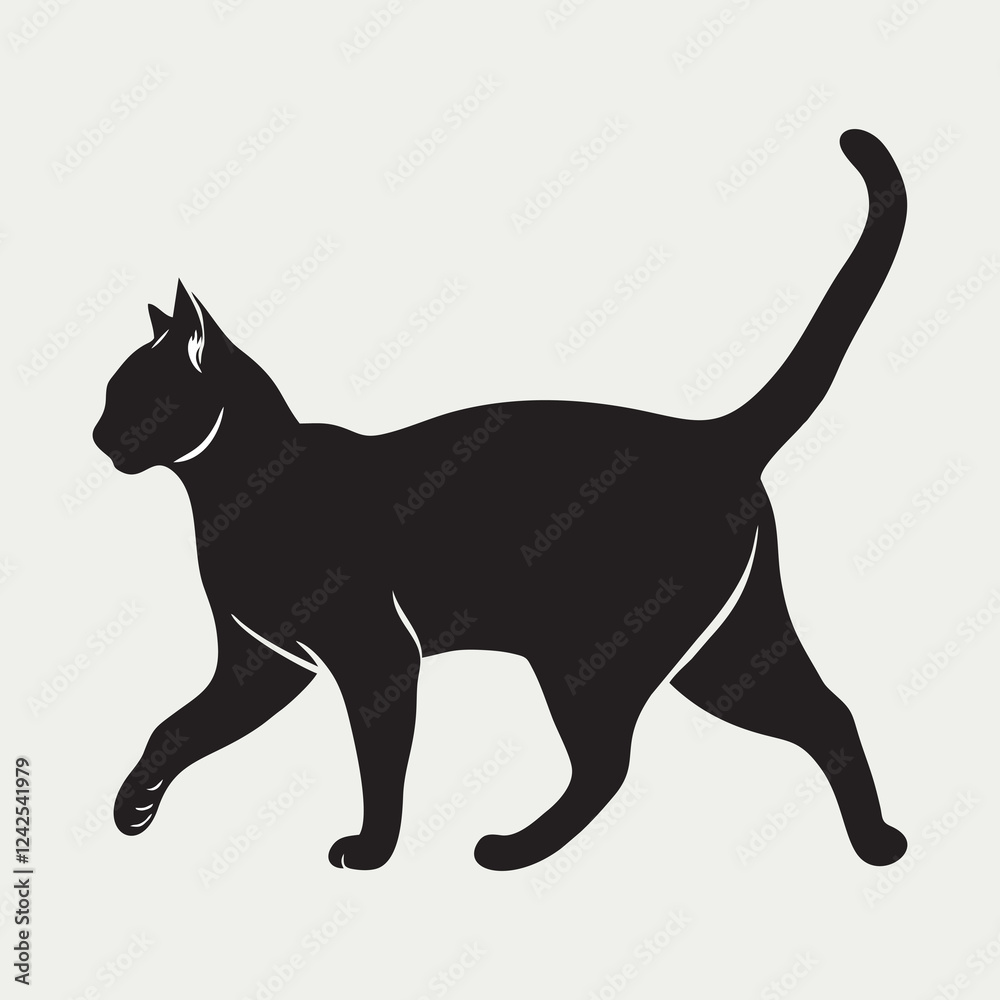 Dynamic Running Cat Silhouette Vector Illustration Dynamic Running Cat Silhouette Vector Illustration