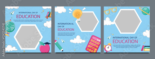 School admission open social media post design, back-to-school promotion square banner layout template, educational Instagram and Facebook post kit, high-quality web banner for enrollment ads bundle