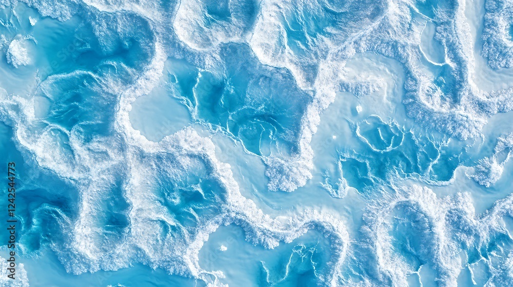 Obraz premium Top-Down View of an Ice Surface with Intricate Patterns for a Frosty and Detailed Visual