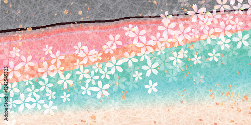 桜　春　和紙　背景　