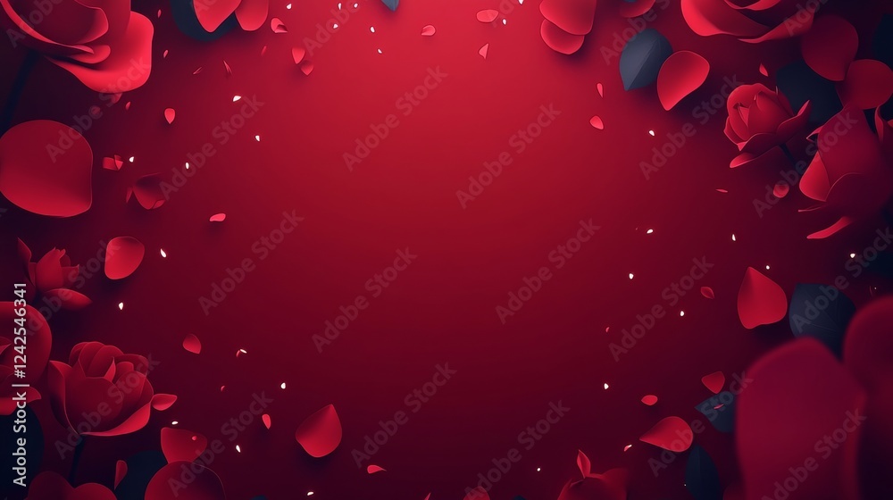 Romantic Red Rose Petals Frame Background Design Romantic Red Rose Petals Frame Background Design