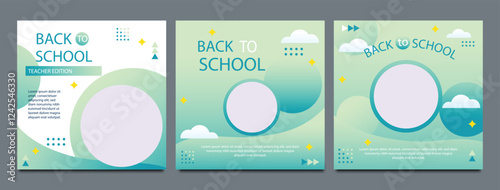 School admission open social media post design, back-to-school promotion square banner layout template, educational Instagram and Facebook post kit, high-quality web banner for enrollment ads bundle