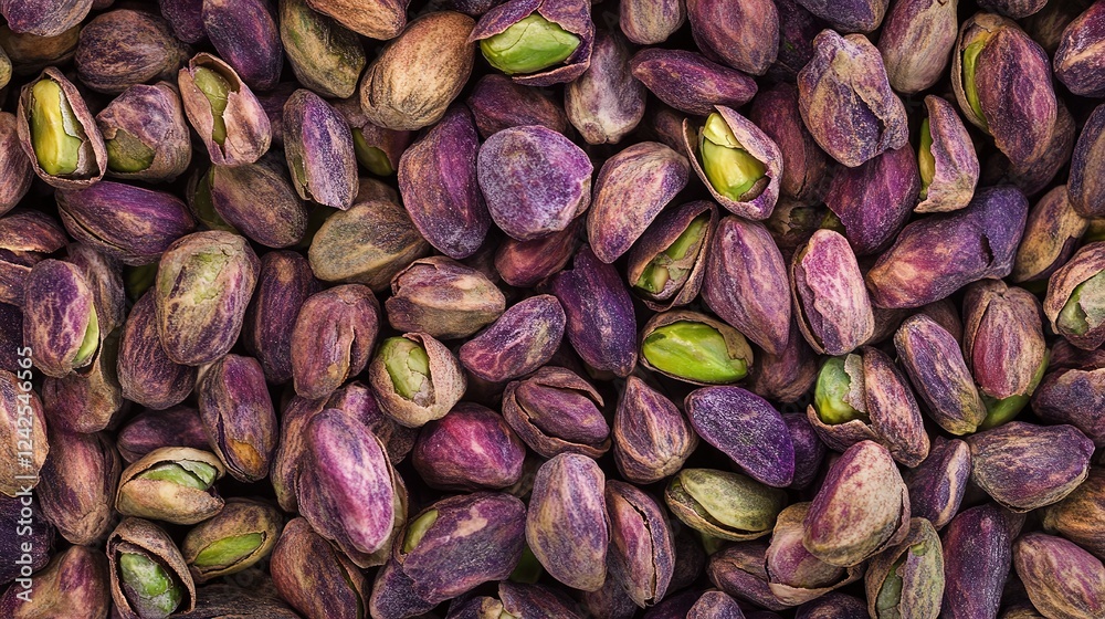 Pistachio Nuts Background with Texture. Top View Highlighting Rich Nutty Patterns and Organic Aesthetics. Pistachio Nuts Background with Texture. Top View Highlighting Rich Nutty Patterns and Organic Aesthetics.