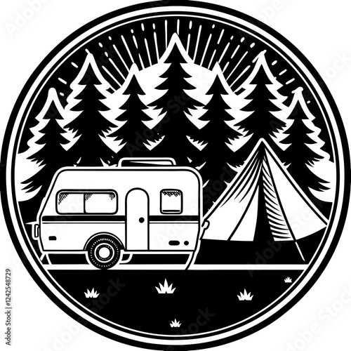 Camper Van Adventure Vector Art