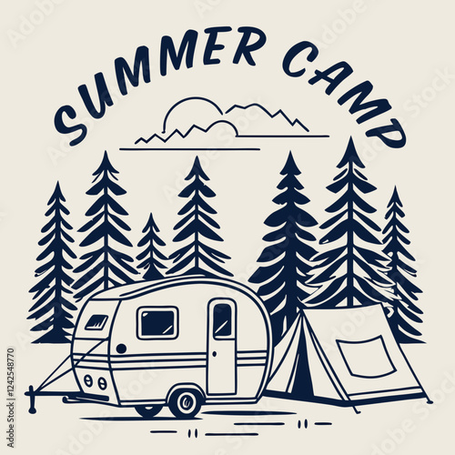 Camper Van Adventure Vector Art