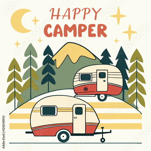 Camper Van Adventure Vector Art