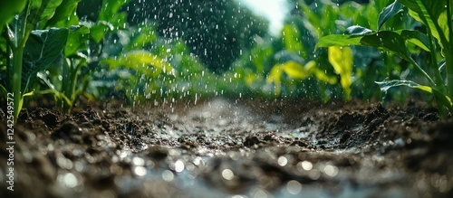 Field irrigation Water droplets on soil