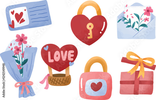 Valentine hand drawn cliparts