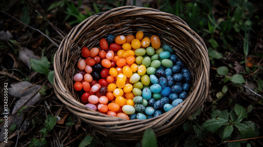 Naklejka premium Rainbow Candy in a Basket