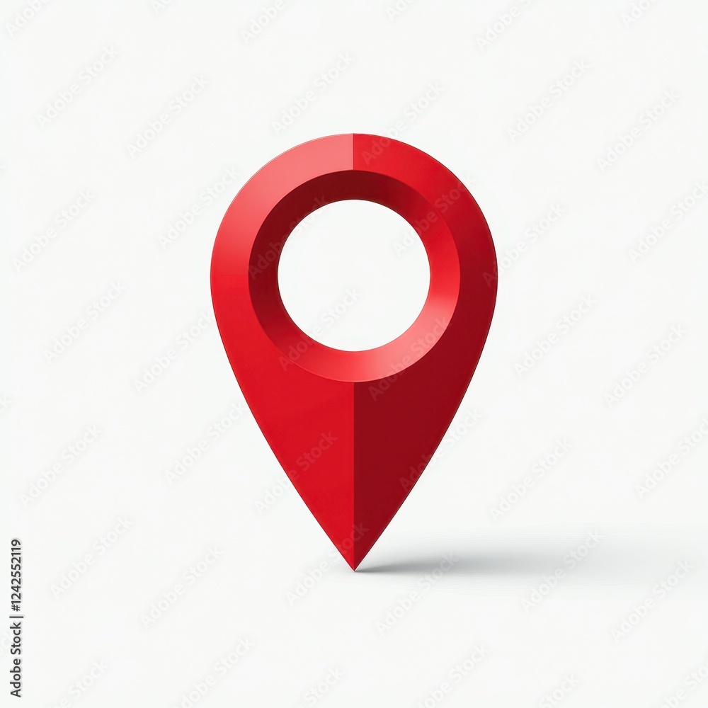 Glossy Red 3D Map Pointer Icon Isolated on White Background Glossy Red 3D Map Pointer Icon Isolated on White Background