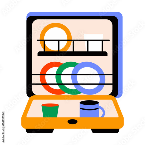 Dishwasher icon in flat style 

