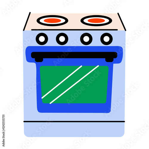 Kitchen oven stove icon in flat style 
