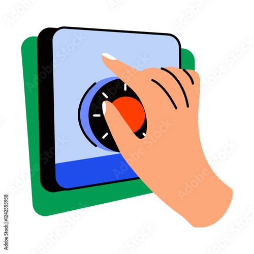 Adjusting thermostat icon in flat style 
