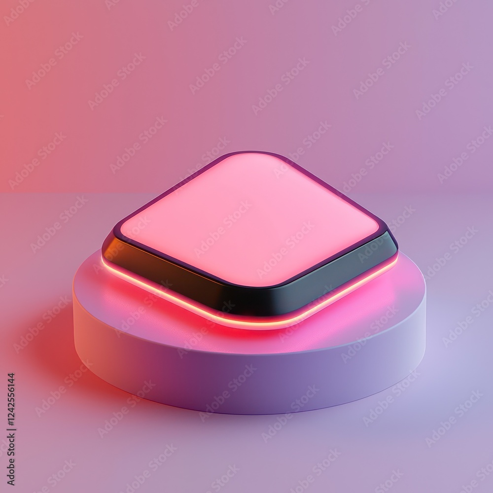 Floating on a minimalist gradient platform, a triangular badge mockup is subtly highlighted by a glowing border. Floating on a minimalist gradient platform, a triangular badge mockup is subtly highlighted by a glowing border.