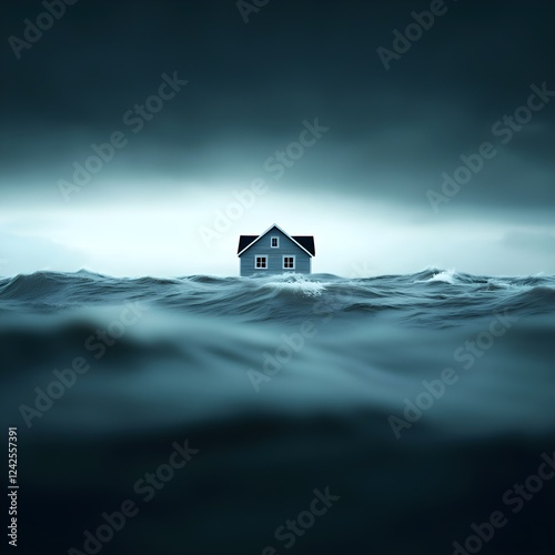 Wallpaper Mural House Submerged in Dark Stormy Sea Torontodigital.ca