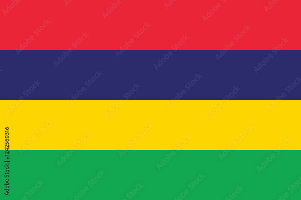 Fototapeta premium Flag of Mauritius. Flag icon. Standard color. Standard size. A rectangular flag. Computer illustration. Digital illustration. Vector illustration.