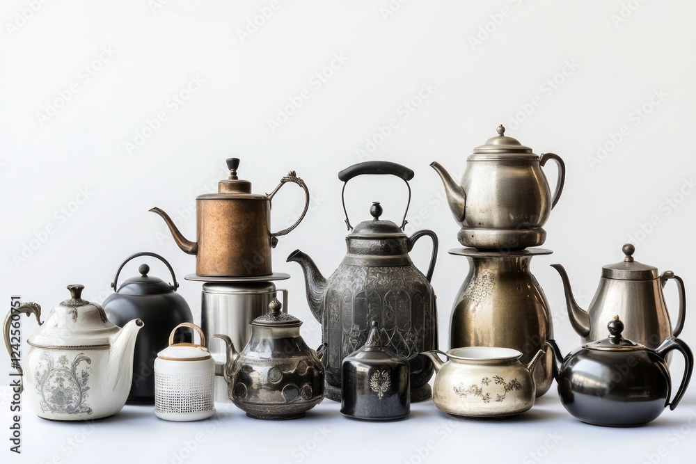1896. Multi-tiered view on a collection of electric kettles, studio lighting, isolated on a white background --ar 3:2 --v 6.1 Job ID: 8f2073db-d9c8-4dd0-b852-e5a70c6f6a87 1896. Multi-tiered view on a collection of electric kettles, studio lighting, isolated on a white background --ar 3:2 --v 6.1 Job ID: 8f2073db-d9c8-4dd0-b852-e5a70c6f6a87