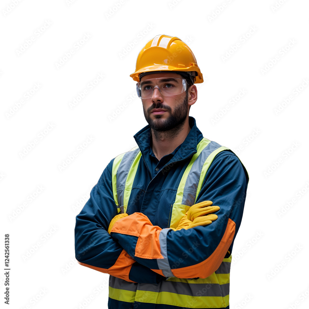 Warehouse Worker in Safety Gear Standing Proudly Representing Workplace Safety and Security Warehouse Worker in Safety Gear Standing Proudly Representing Workplace Safety and Security