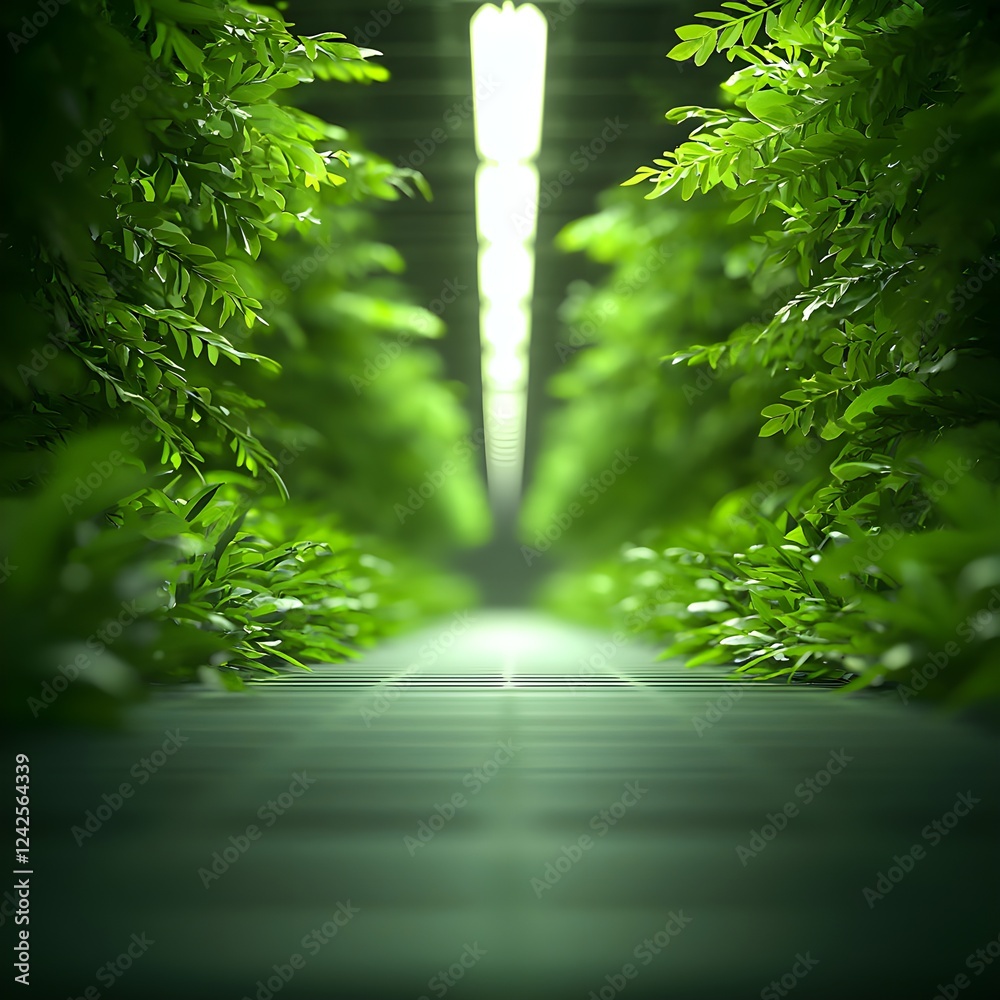 Fototapeta premium Indoor Lush Green Plants Under Bright Lights