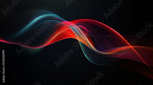 Abstract dark background with smooth soft lines Colorful Minimalism on Black Background 


