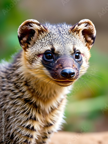 A detailed close-up photograph of a zorilla (African polecat) photo