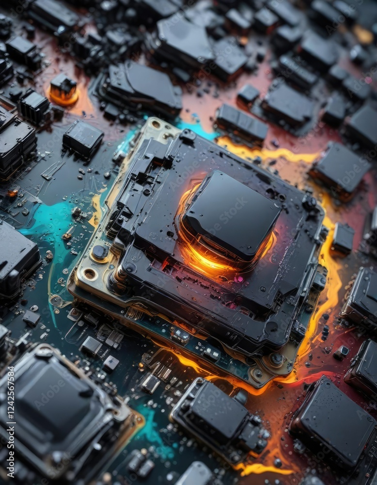 Water-damaged electronics with acid corrosion , laboratory equipment, damage Water-damaged electronics with acid corrosion , laboratory equipment, damage