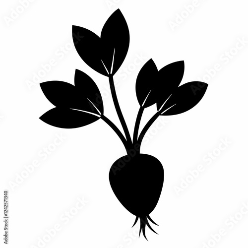 Daikon Sprouts Vector Silhouette - Simple Art Design
