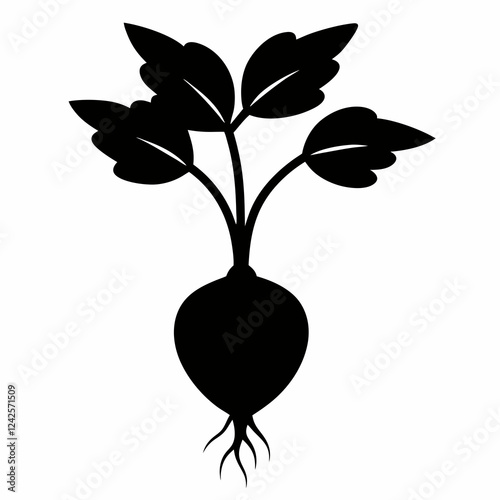 Daikon Sprouts Vector Silhouette - Simple Art Design