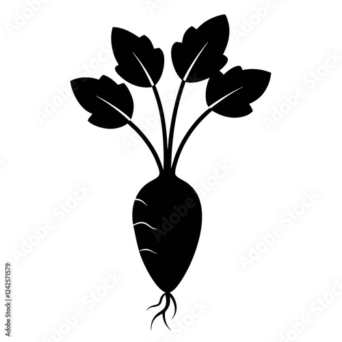 Daikon Sprouts Vector Silhouette - Simple Art Design