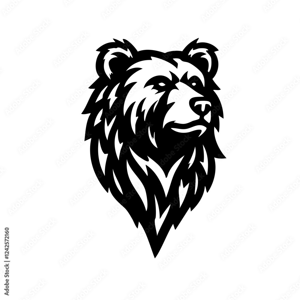 Bold Bear Head Logo with Strong Expression Bold Bear Head Logo with Strong Expression