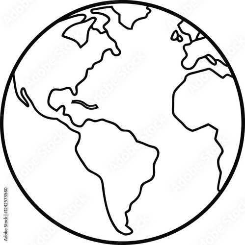  Simple Black and White Earth Outline  Icon