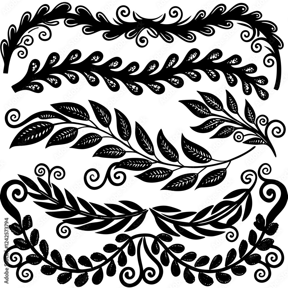 Fototapeta premium Elegant Line Floral Vector Art