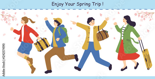 春旅を楽しむ人達