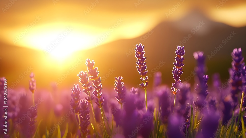 Fototapeta premium Lavender Field at Sunset