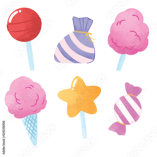 Various cotton candy illustration