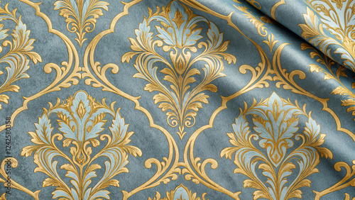 on a gray, blue background, gold, pattern, embossing, ornament